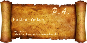 Petter Anton névjegykártya